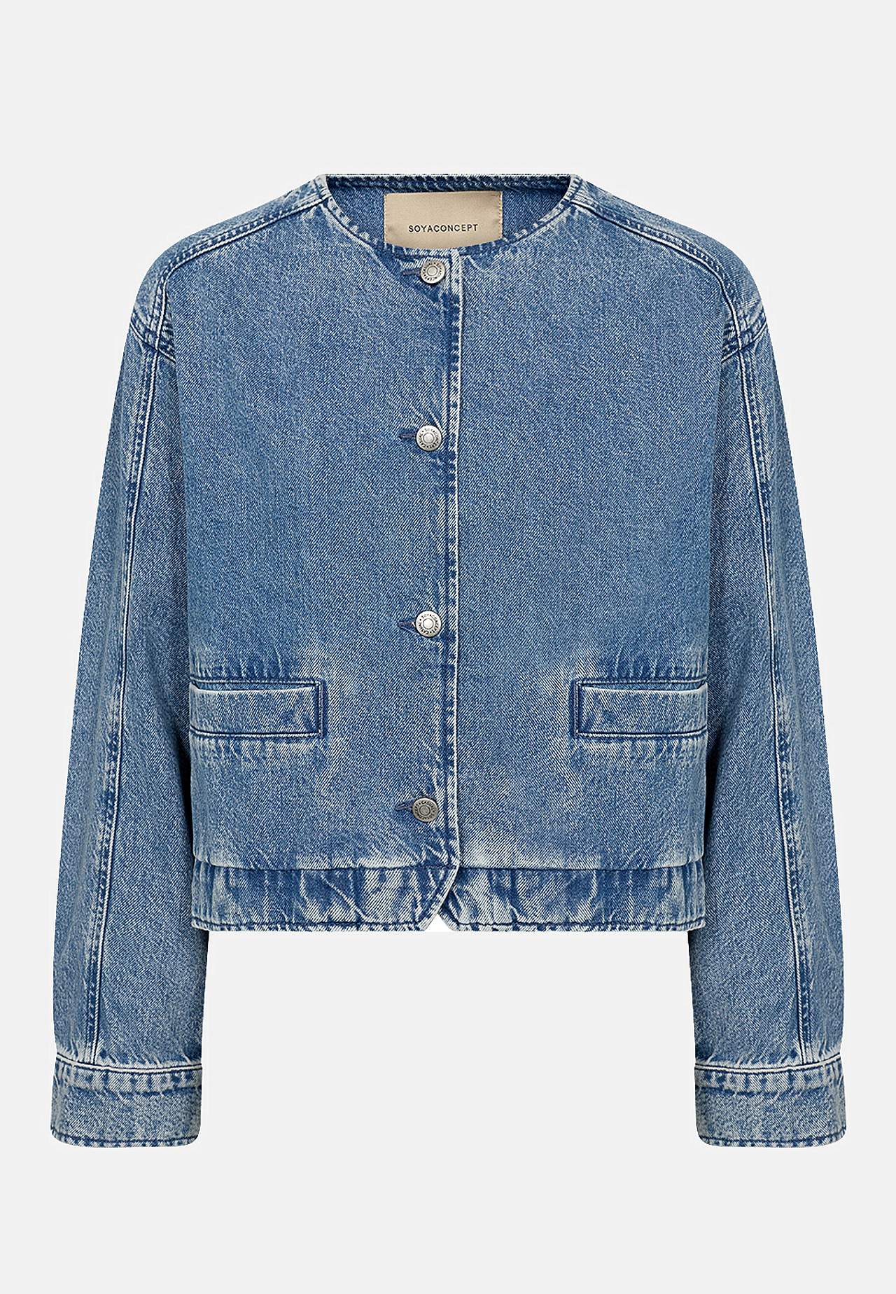 Denimjakke med avrundet hals