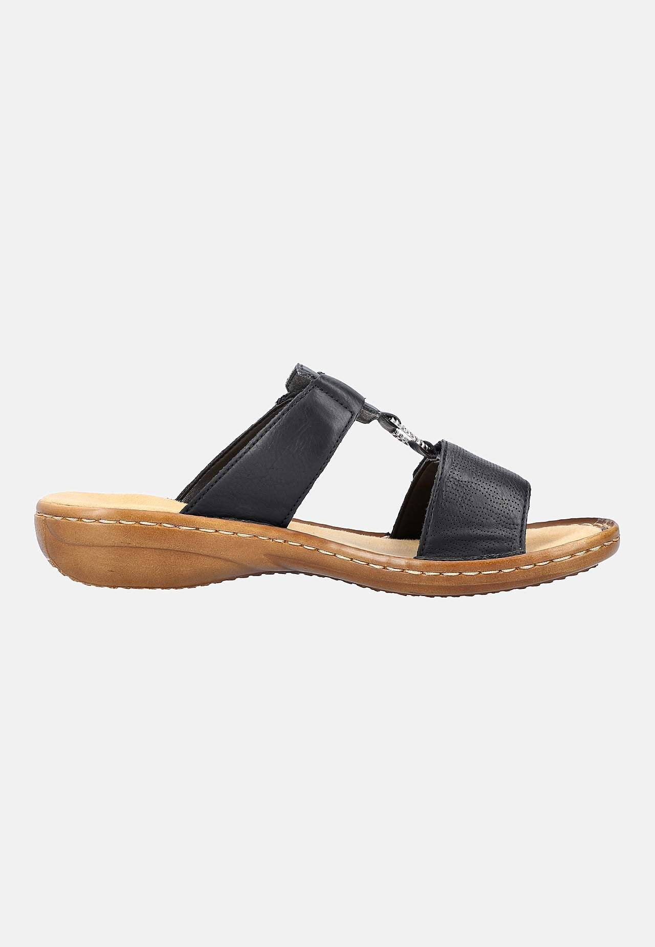Skinnsandal med justerbare stropper og en slip on