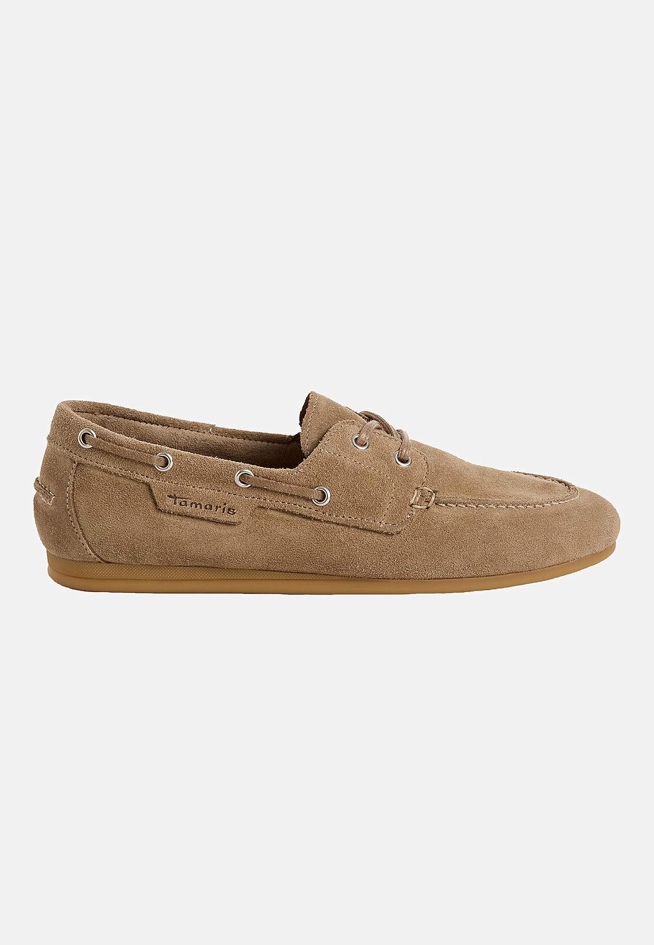 Komfortabel loafer i semsket skinn med snøring