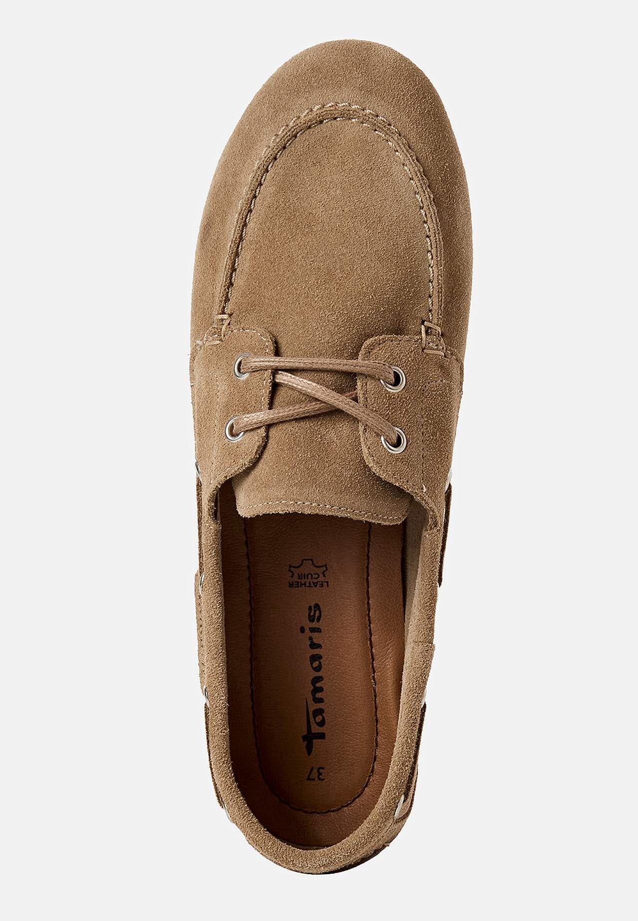 Komfortabel loafer i semsket skinn med snøring