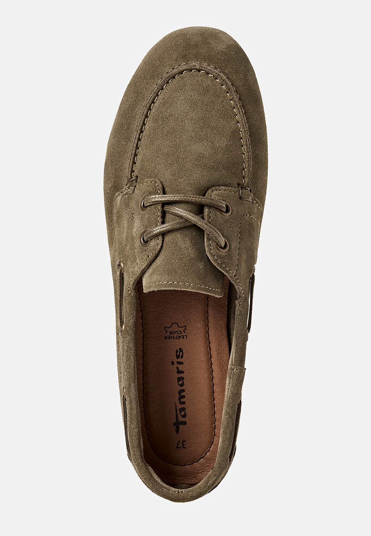 Komfortabel loafer i semsket skinn med snøring