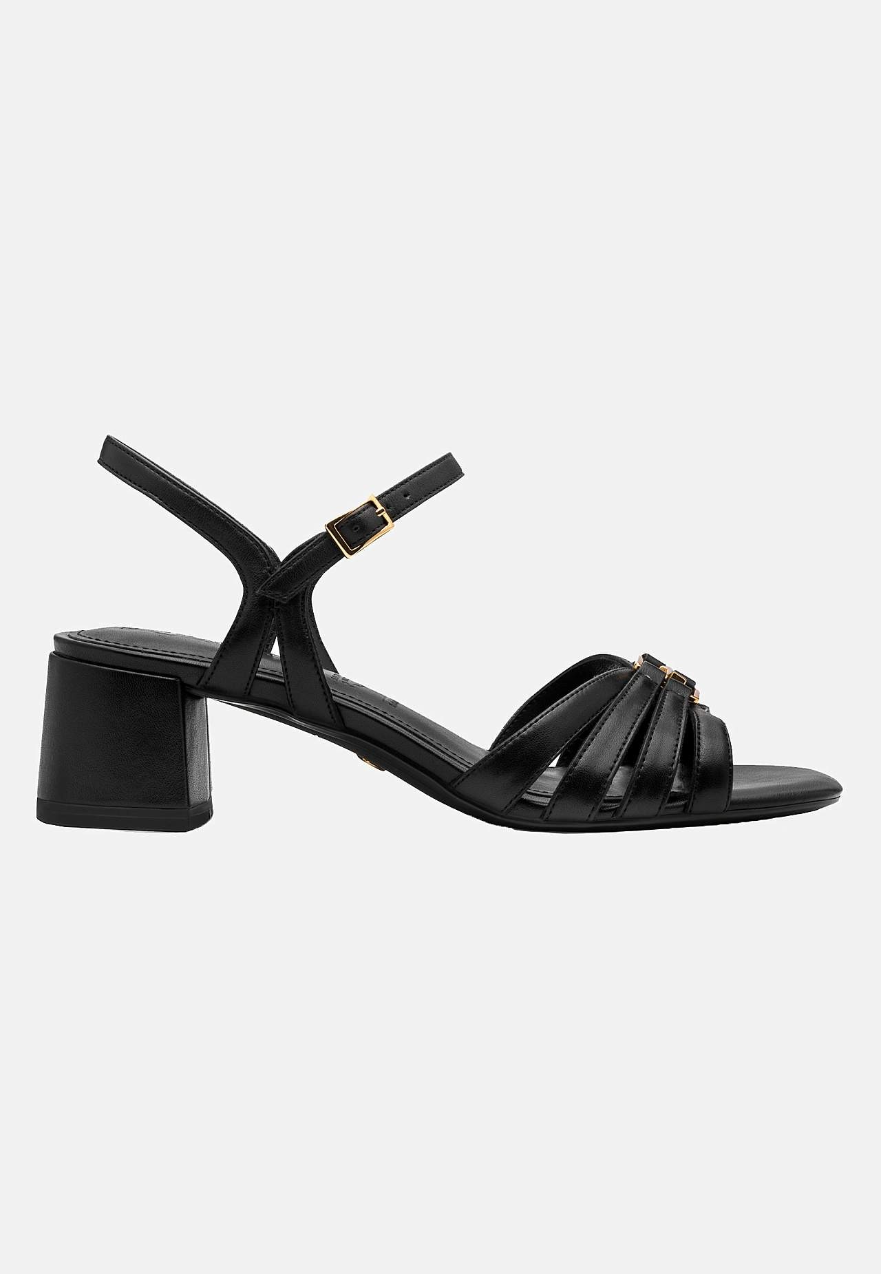 Skinnsandalette med metalldetaljer