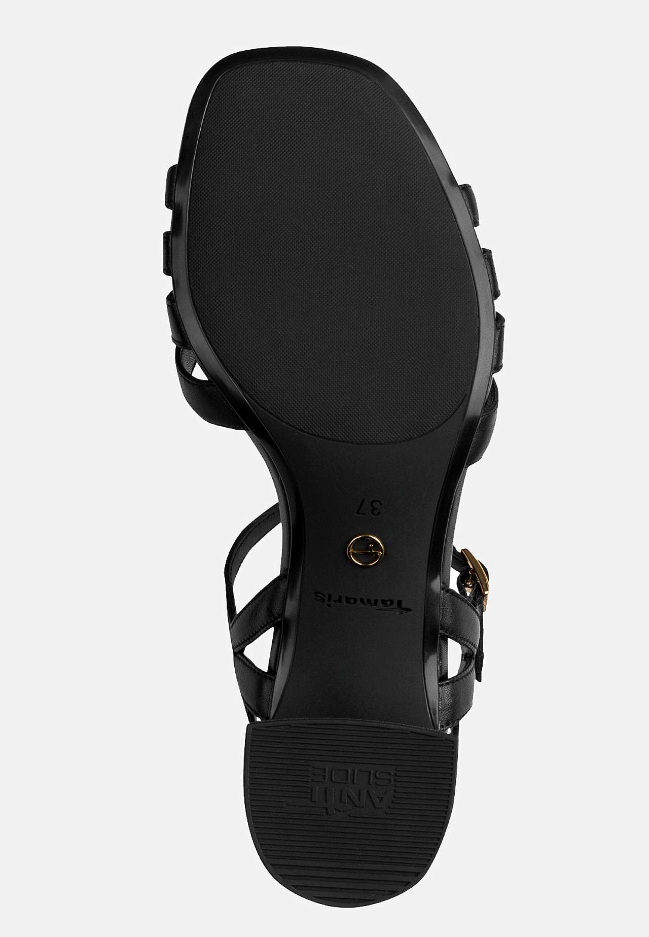 Skinnsandalette med metalldetaljer