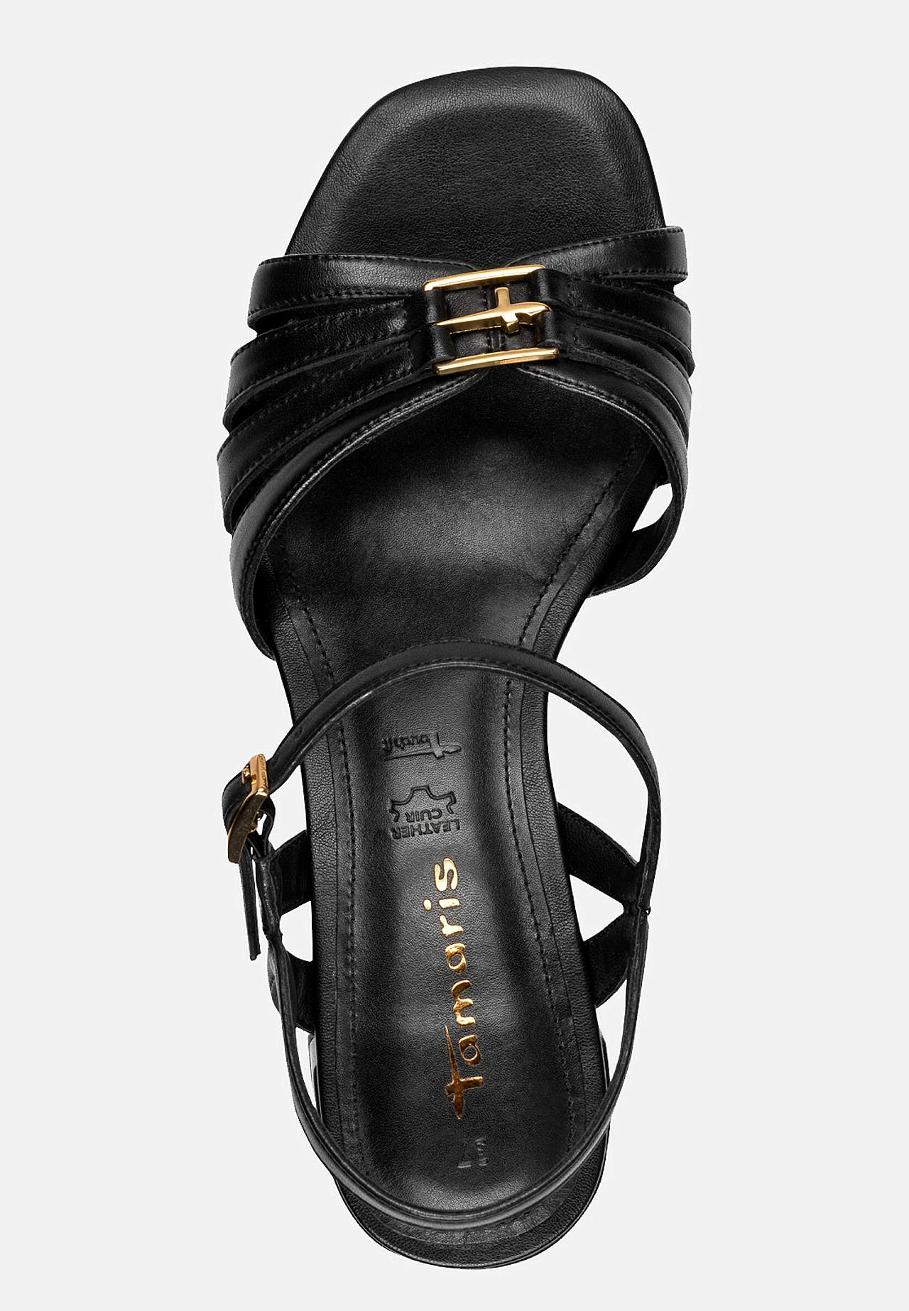 Skinnsandalette med metalldetaljer