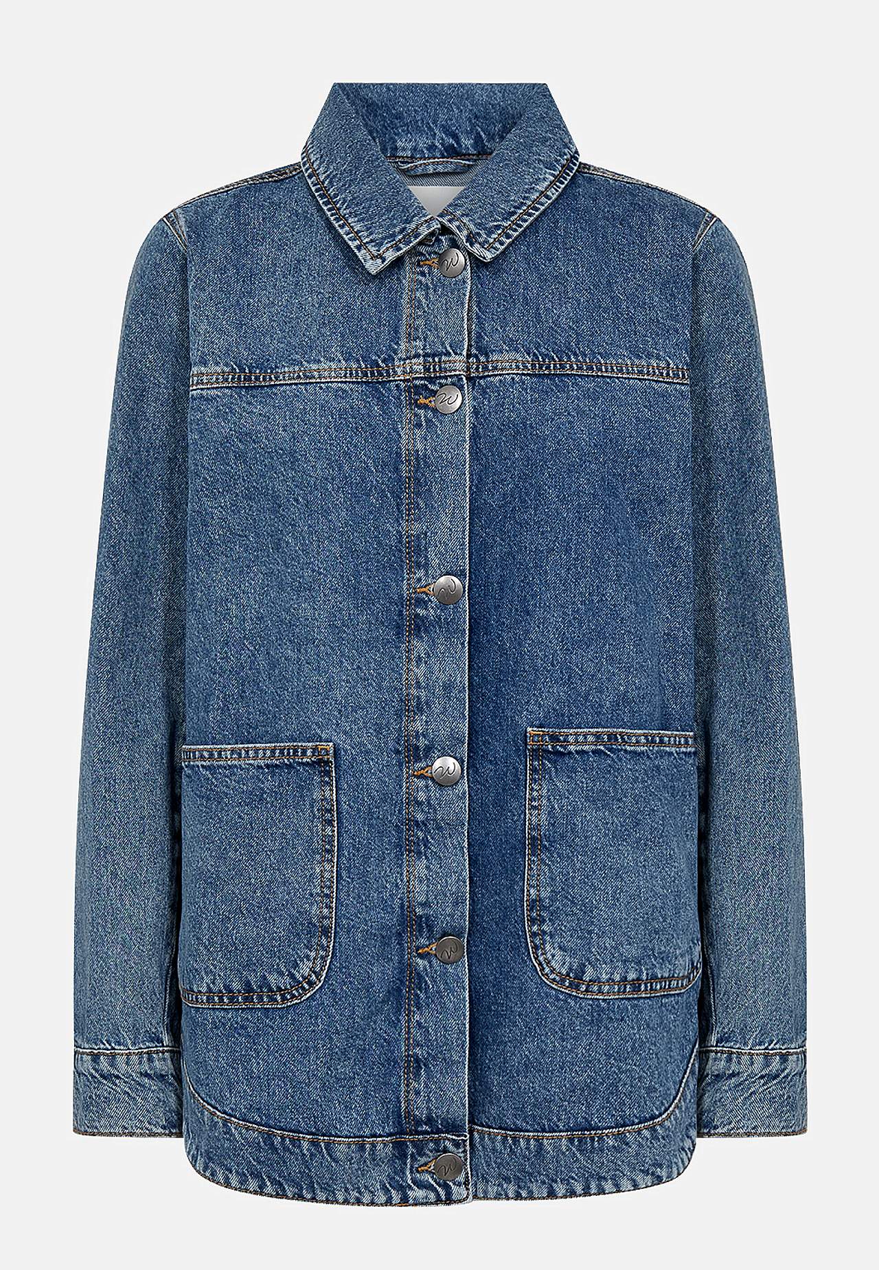 Lang denimjakke med store frontlommer