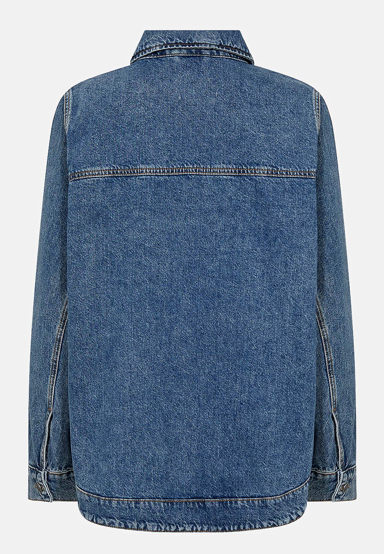 Lang denimjakke med store frontlommer